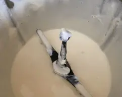 Step <p>Añadimos el queso mascar pone y la piel de naranja mezcle 30 segundos velocidad 3 y retire la mariposa y reservamos. Lavamos el vaso</p> illustration