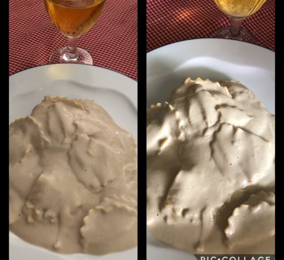 Ravioli de setas con trufa y salsa de crema en Thermomix®